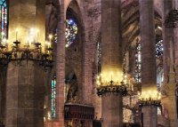 The main altar, canopy and numerous other areas in the Cathederal were designed by Gaudi including these light fixtures