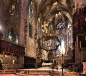 A view of the main altar and apse that was redesigned by Gaudi