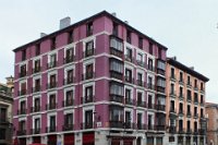 Colorful buildings like these can be found throught Madrid