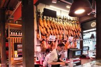 A meat market in Mercado San Miguel