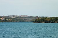 Sailing towards the Illa Llatzeret on the right and Fortelasa de Isabel II ahead