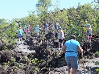 Up we go over the lava fields