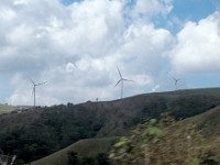 A wind farm on the countryside hills