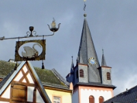 Clock tower of Old Hall in Rudesheim